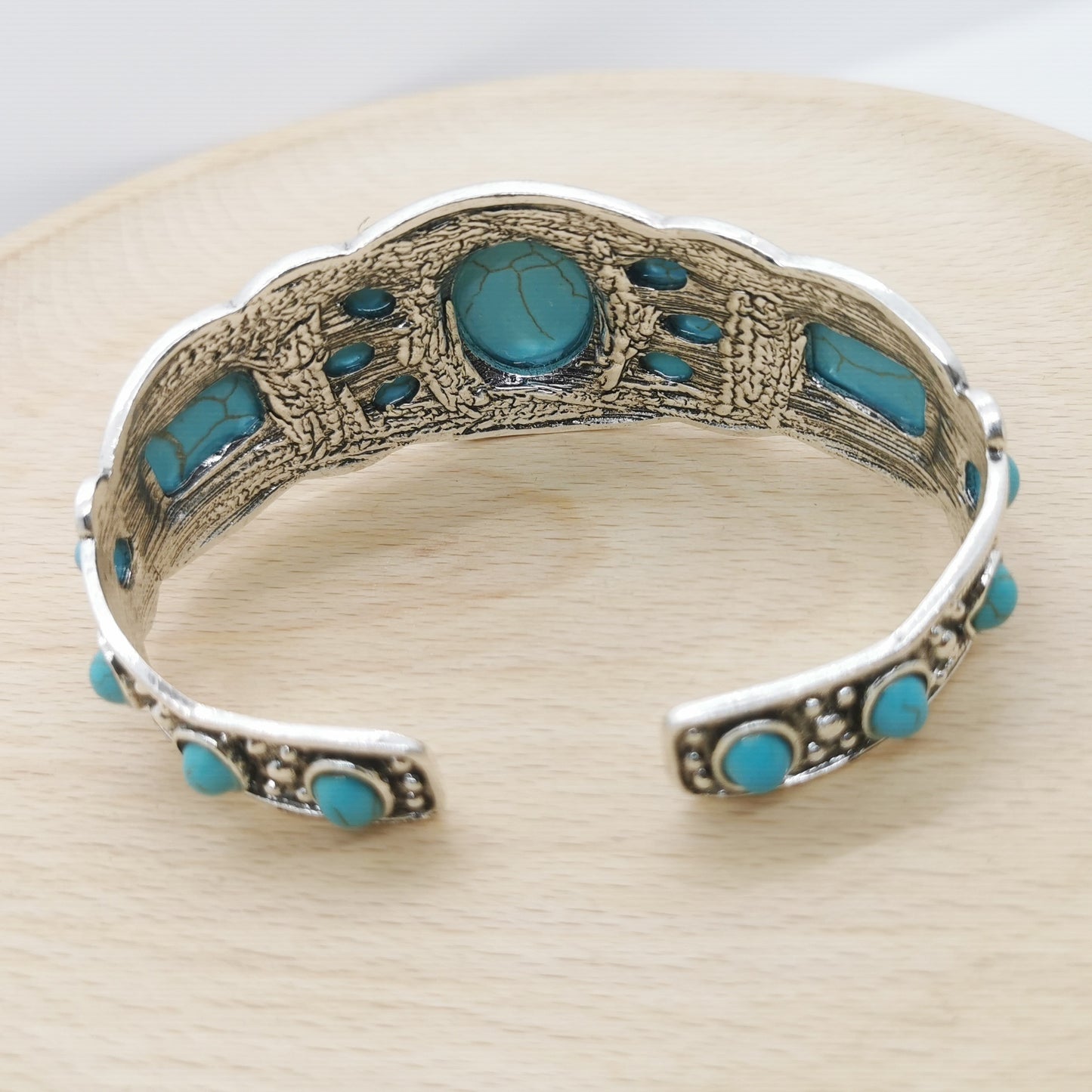 Bohemian Natural Turquoise Cuff Bracelet, Vacation Accessories